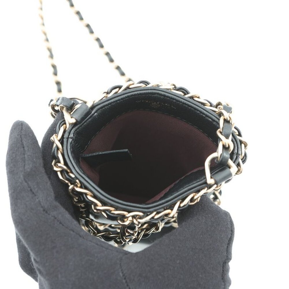 Chanel Chain Shoulder Bag Choco Bar Phone Case Lambskin Black - Picture 5 of 10